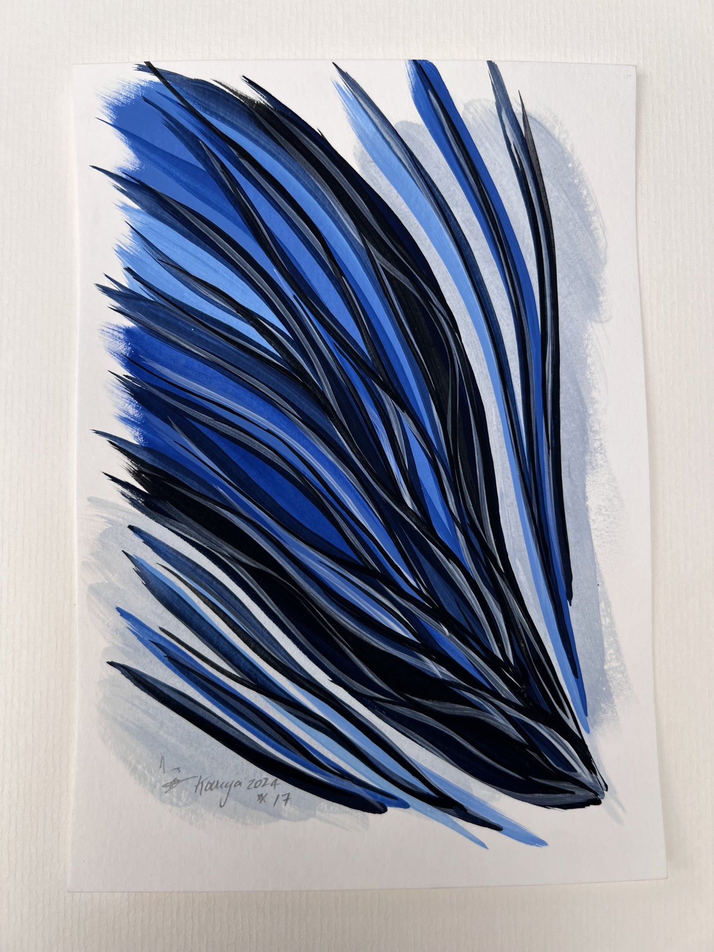 'Blue Wrens in Movement' original artwork by April Giblin