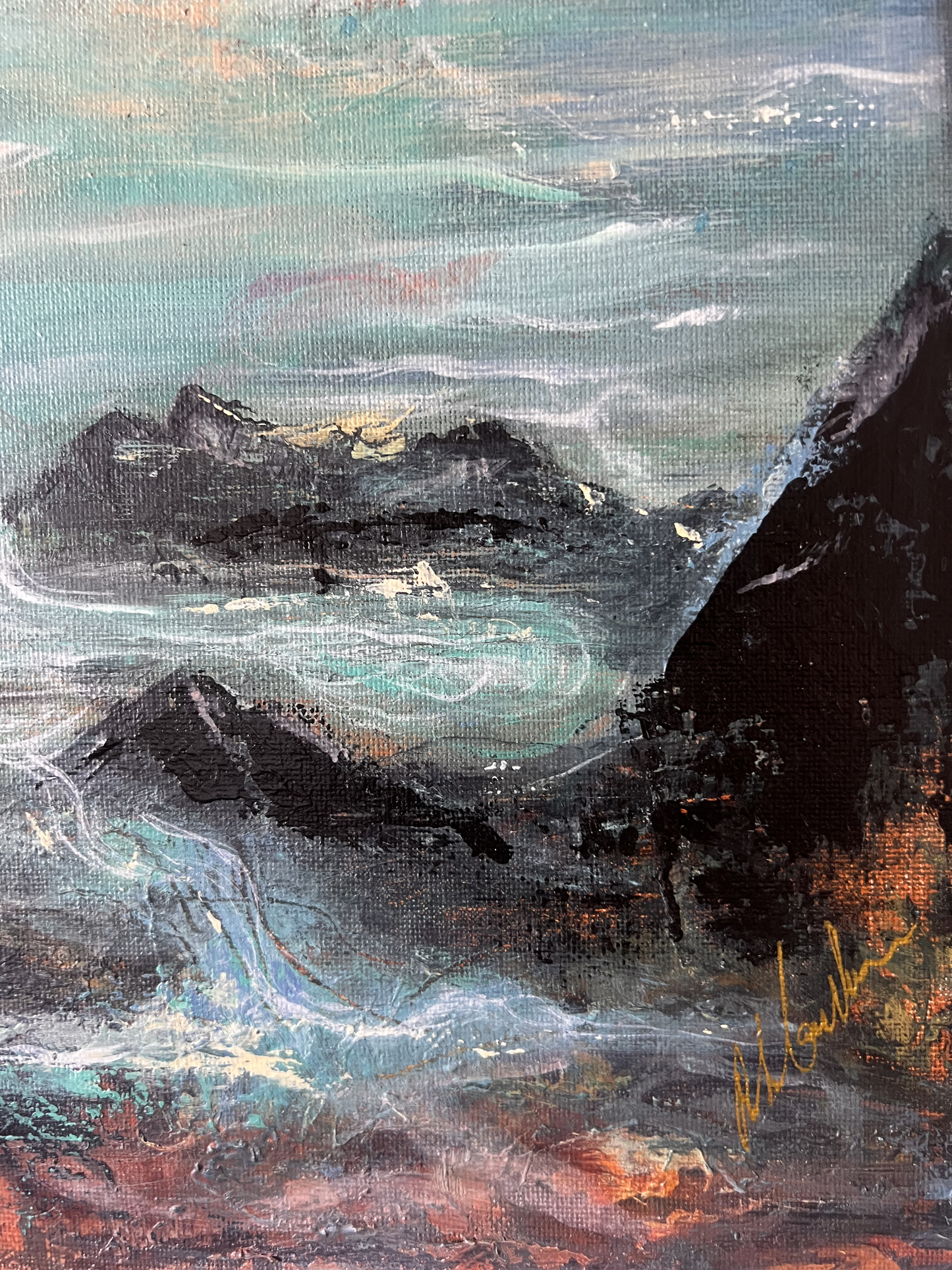 Original artwork 'Tranquil Shore' acrylic painting on canvas by Paul Crichton