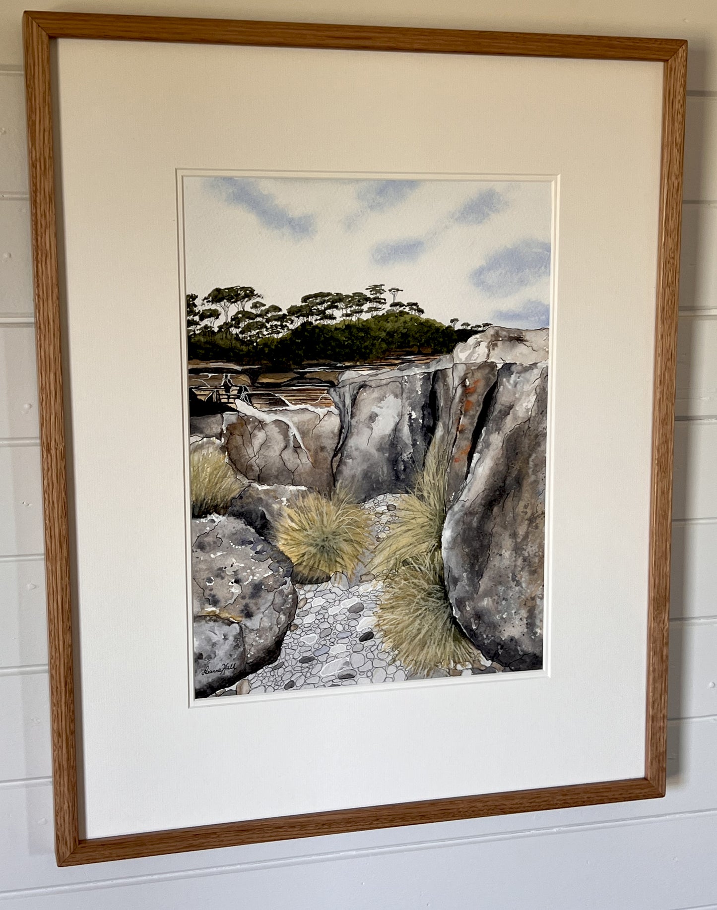Amongst the Rocks - framed watercolour painting by Leanne Hall