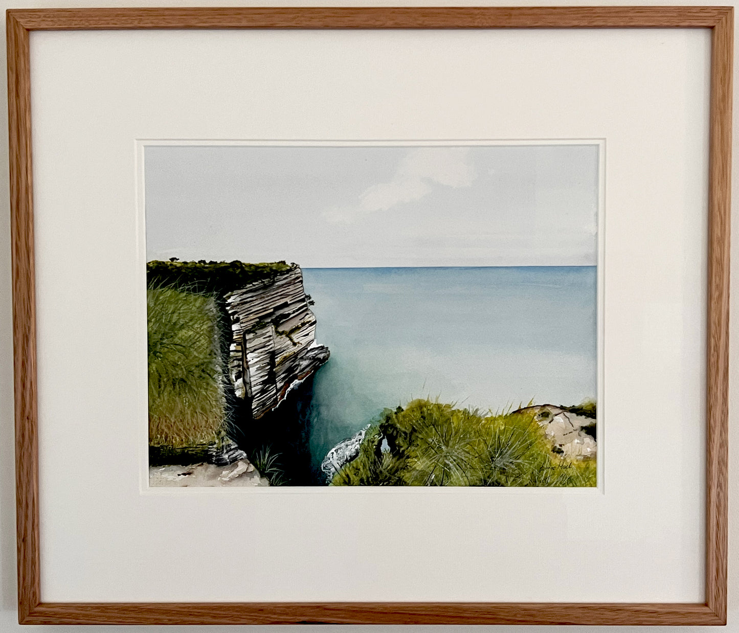 Sea Caves - framed watercolour painting by Leanne Hall