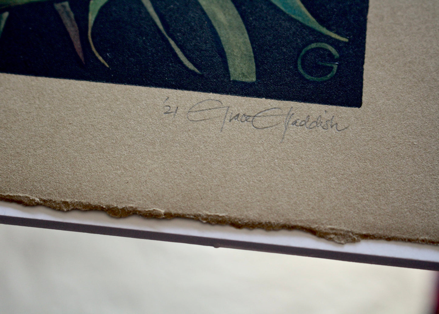 Richea - original handpainted linoprint artwork by Grace Gladdish