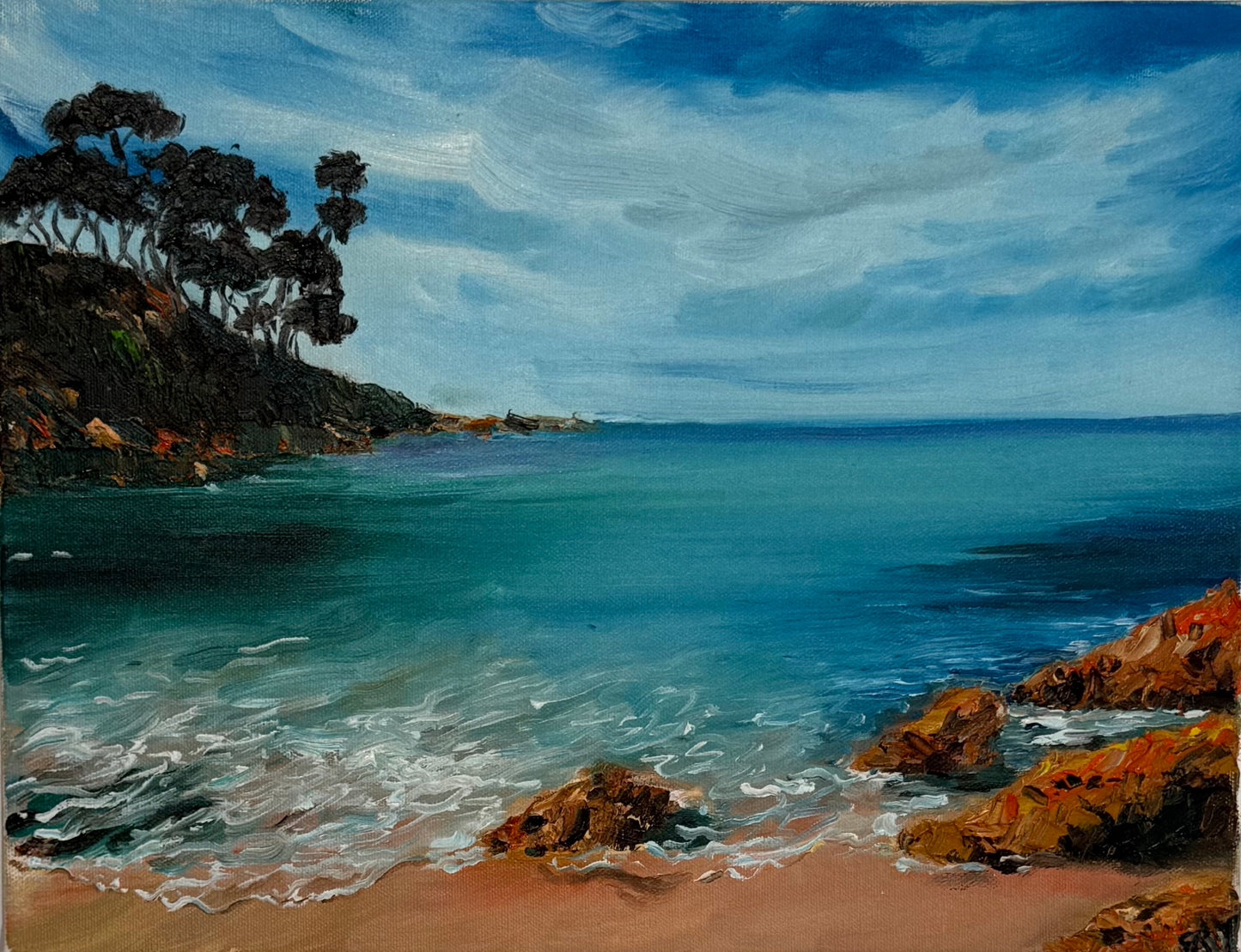 'Rice Pebble Beach'  Original oil painting on canvas by Georgina Richmond