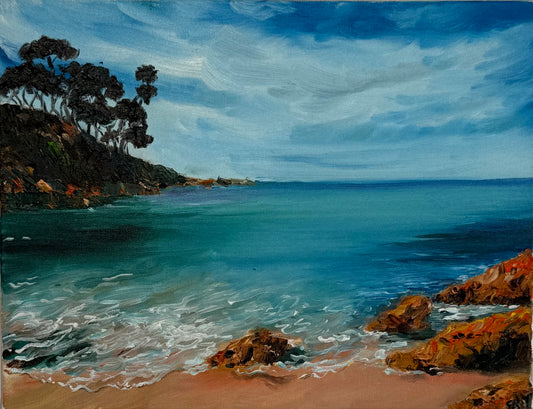 'Rice Pebble Beach'  Original oil painting on canvas by Georgina Richmond