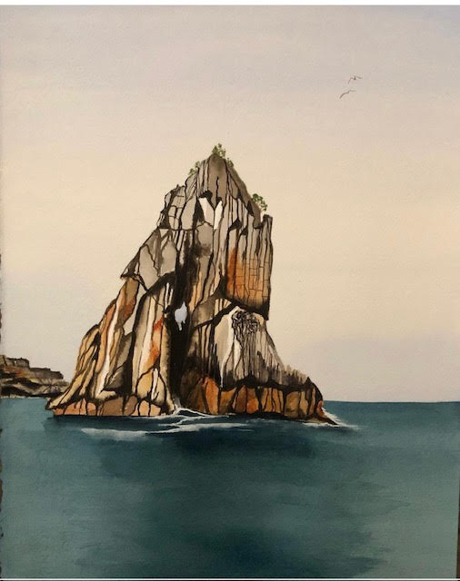 Pirates Bay - framed watercolour painting by Leanne Hall