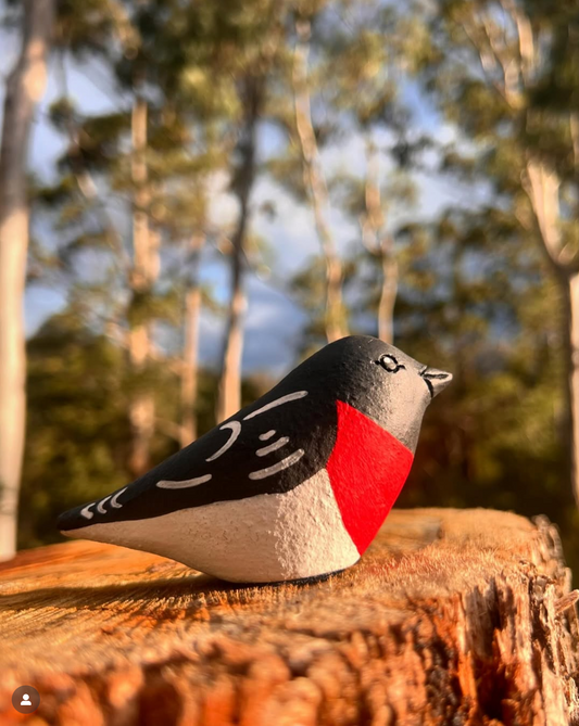 Flame Robin ceramic scultpure ~ little birds by Eve Howard