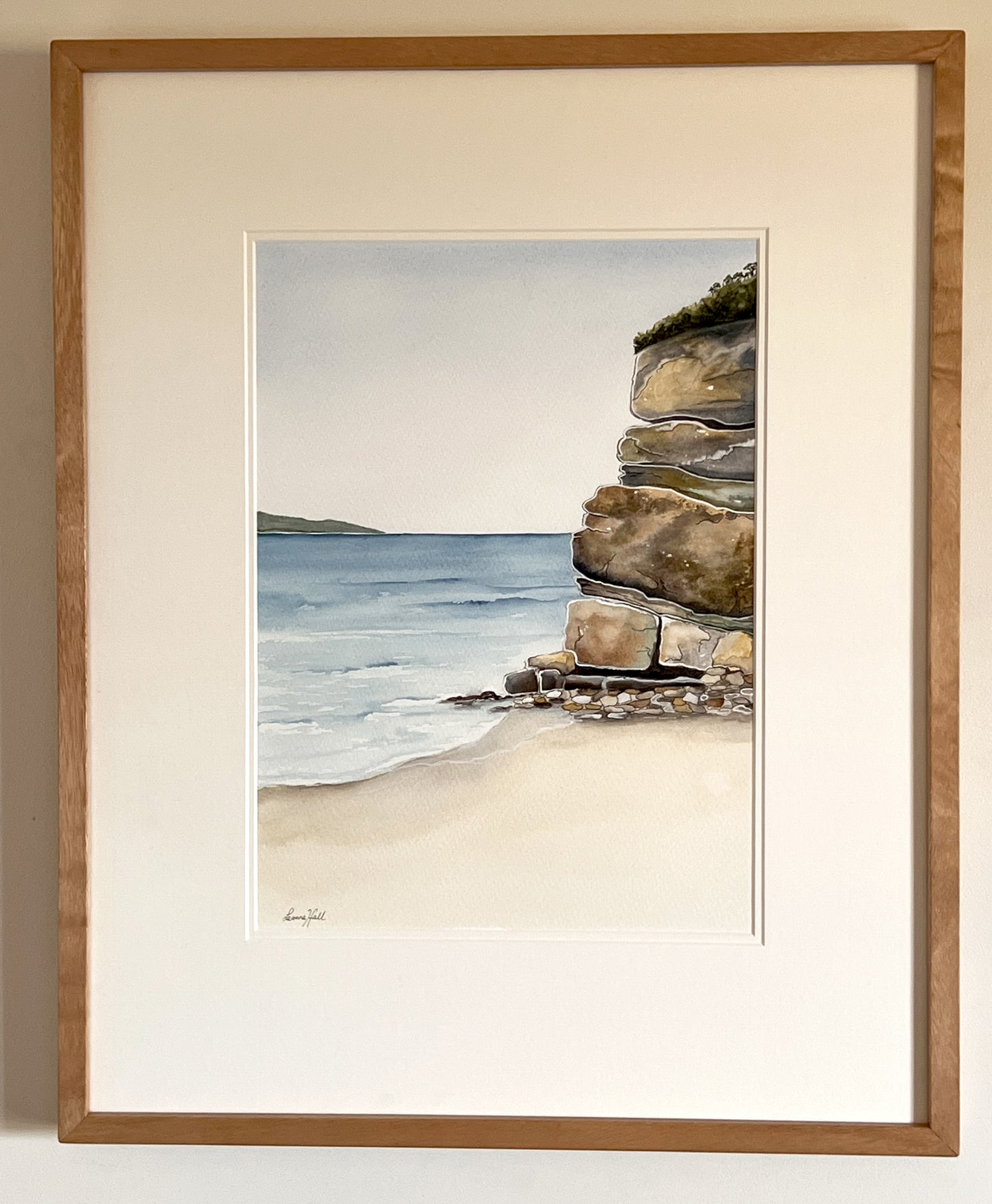 Peaceful Cove - framed watercolour painting by Leanne Hall