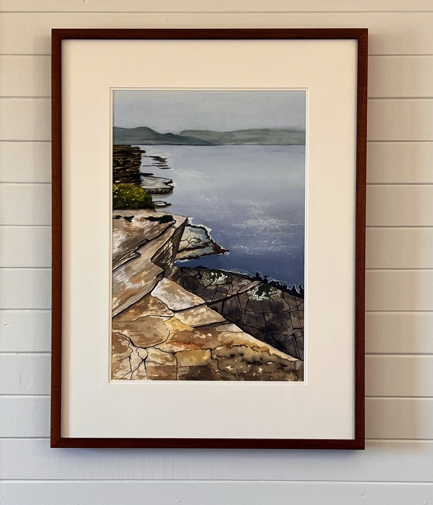 Misty Waters - framed watercolour painting by Leanne Hall